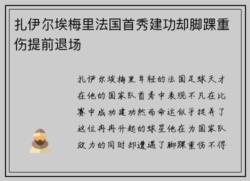 扎伊尔埃梅里法国首秀建功却脚踝重伤提前退场